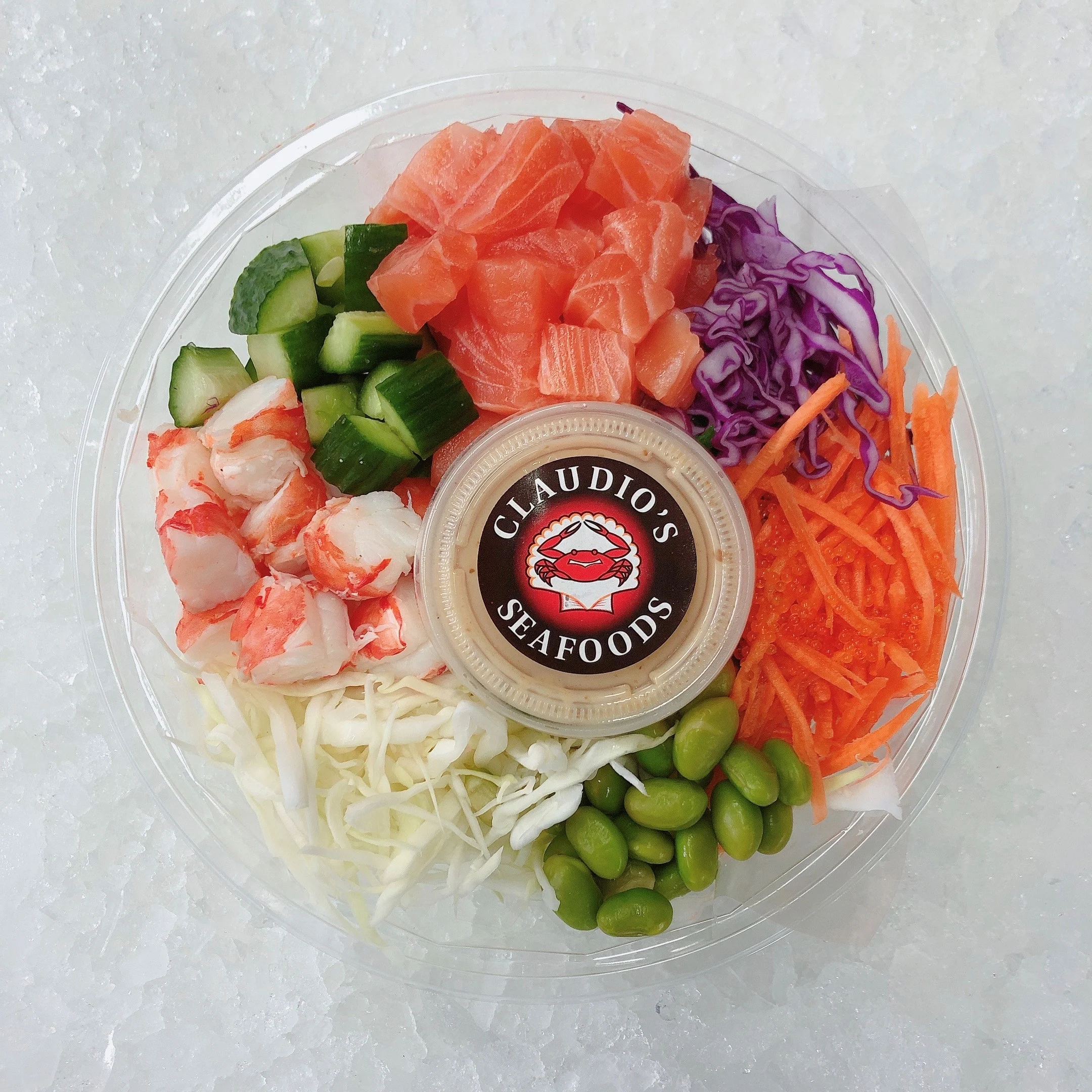 SALMON & PRAWNS POKE BOWL WITH SESAME SAUCE